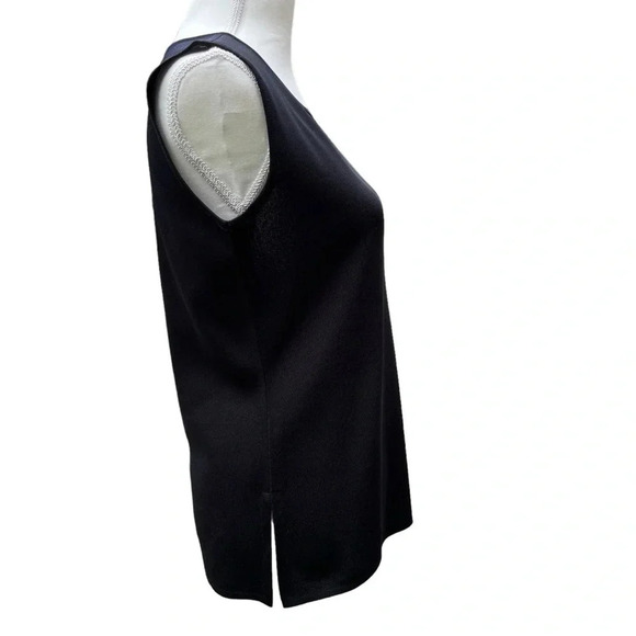 Exclusively Misook Black Acrylic Crew Neck Tank Top with Side Slits Size Small - Picture 10 of 15